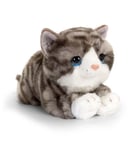 Grey Tabby Cat Kitten Plush Soft Toy 32cm - Laying - Keel Cute NEW