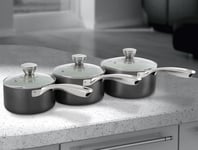 Morphy Richards Accents 3pc Black Non Stick Saucepan Pot Sauce Pan Cookware Set