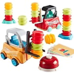 Engineer Forklift Transport Game,Jeu de transport par chariot élévateur Ingénieur,Jouet de Chariot élévateur avec Cloche d'empilage