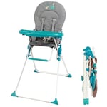 Bambisol Chaise Haute Bébé Pliable Fixe | Ultra Compacte et Légère 4,7 Kg | Tablette Amovible Réglable | Les Acrobates