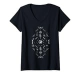 Femme Trendy Diamond Shape Collection Of Nature Icons T-Shirt avec Col en V