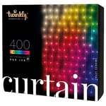 Twinkly Curtain 400 LED RGB+Blanc, Guirlande Lumineuse Extérieure et Intérieure, Lumières Smart RGB et Blanc, Compatible avec Alexa, Google Home, IP44, Contrôle App, Fil Transparent, 3m x 2m