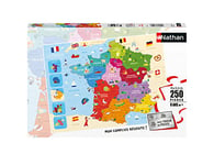 Nathan - Puzzle enfants - 250 pièces - Carte de France - Filles ou garçons dès 8 ans - Puzzle de qualité supérieure - Carton épais et résistant - Cartographie - 86875