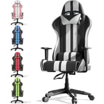 Bigzzia - Fauteuil de bureau Chaise Gamer Chaises de bureau à haut dossier avec coussin et dossier inclinable Noir et Blanc