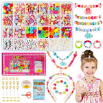 WEVOL 700+pcs Perles pour Bracelet, Kit Perles Fabrication Bijoux Enfant Jouets Filles de 5 à 12 Ans, Coffret Perles Cadeaux de Noël et d'anniversaire