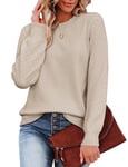 Zeagoo Femme Hiver Élégant Pull Doux et Confortable Côtelé Tricot Encolure Ras du Cou Sweater Manches Longues Chaud Top Gris Clair XXL