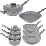 Salter Combo-8572A Lot de 8 poêles anti-adhésives compatibles avec plaques à induction 16/18/20 cm, poêles à frire 20/24/28 cm, wok, poêle à grille, cuisine plus saine avec peu ou pas d'huile, marbre,