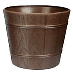 Verdenia 7212 Pot de Fleurs léger Design inspiré du Bois Pot décoratif pour Plantes d'intérieur et d'extérieur en Plastique Rond Plusieurs Couleurs et Tailles 38 cm Marron