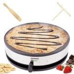 Duronic Electric Crepe Maker PM131 Pancake Maker Machine, Crepe Griddle Grill Pan, Pancake Cooker Hot Plate for Breakfast, American Fluffy Pancakes, French Crepes and Galettes with Creperie Utensils