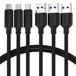 SABRENT Câble USB C 3.2 30cm, type A vers C, charge rapide usb-c, haute vitesse Data cable, peut être utilisé comme câble de transfert de données, pour pc portable, MacBook etc. (Lot de 3) (CB-C3X1)