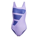 adidas Maillot de Bain Big Bars pour Femme, Violet Fusion/Victory Blue/White, 34