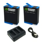 Wasabi Power Triple Charger with 2 Batteries for GoPro HERO 12/11/10/9