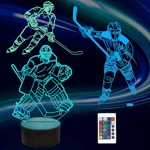 Barn 3D Ishockey Spelare Nattlampa Optisk Illusion Lampa med 16 Färger Fjärrkontroll Bytande Födelsedag Jul Alla Hjärtans Dag Present Idé för B