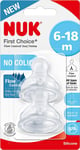 NUK First Choice+ Teats for Baby Bottles 6-18 Months Flow Control 2 Count