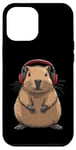 iPhone 12 Pro Max Capybara Wearing Headphones Music Case