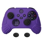 eXtremeRate PlayVital Guardian Edition Purple Ergonomic Soft Anti-slip Controller Silicone Case Cover, Rubber Protector Skins with Black Joystick Caps for Xbox Series S and Xbox Series X Controller