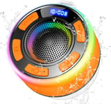 Enceinte Bluetooth,Enceinte Bluetooth 5.3 Portable sans Fil Etanche IP7,avec Micro Et Ventouse,LED,Enceinte Douche,Orange