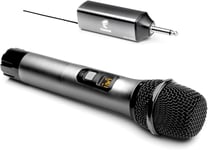 Microphone Sans Fil, Système Uhf De Micro À Main En Métal Avec Récepteur Rechargeable, Sortie 1/4¿ Pour Amplificateur, Système De Sonorisation, Machine Karaoké De Chant, 60M (Tw620), Gris