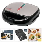 4-in-1 Snack Maker Toasties Waffles Omelettes Paninis Electric Non Stick Plates