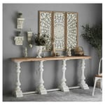 Decoration D ’ Autrefois - Console Bois Blanc 194.5x35x81.5cm