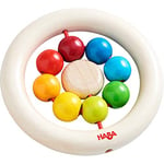 HABA - Hochet Boules Arc-en-Ciel - Jouet en Bois PEFC - Bois Naturel - Cadeau Naissance - 6 Mois et Plus - 305581