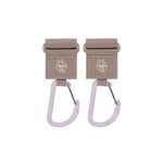 Lässig Fixation pour poussette (2 pcs.) fermeture autoagrippante Crochet Mousqueton Crochets pour poussette Crochets pour faire les courses Métal/Stroller Hooks with Carabiner beige 1107007301