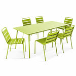 Ensemble table de jardin et 6 chaises en métal vert - Palavas - Vert