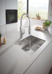 Lot de GROHE Évier en acier inoxydable K700U 31574SD1+ GROHE Mitigeur de cuisine évier Eurocube, chromé, 31395000