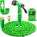 Suplong Garden Hose Expandable Water Pipe 3 Times Expanding 100ft Flexible Magic Hose Pipes Reel With 7 Function Spray/Brass Connector Fittings/Hose Hanger/Storage Bag (Green)