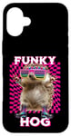 Coque pour iPhone 16 Plus Funky Hog, joli hérisson, disco, danse, rave trance