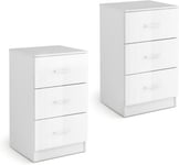 Caisson de Bureau avec 3 Tiroirs Classeur de Dossiers Durable et Multifonctionnel pour Bureau Étude Chambre Blanc 2PCS