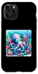 Coque pour iPhone 11 Pro Pieuvre endormi dans le corail, tentacules enroulés autour. Dormir
