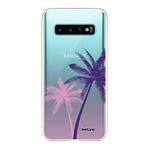 Evetane - Coque Silicone Compatible Samsung Galaxy S10 - Protection Intégrale 360, Fine et Transparente - Coque Avant & Arrière - Haute Résistance - Palmiers et Dégradé