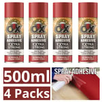 4X SAAO Adhesive Glue Spray Extra Strong For Carpet Tile Craft Fabric Card 500ml