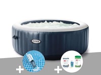 Kit spa gonflable Intex PureSpa Blue Navy rond Bulles 4 places + Aspirateur + Kit traitement brome