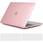 TECOOL Coque Compatible avec MacBook Pro 13 Pouces 2016-2022 (M2 M1 A2338/A2289/A2251/A2159/A1989/A1706/A1708), Coque Rigide en Plastique Fine et Protection Clavier (UE AZERTY), Cristal Fuchsia