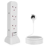 Tower Extension Lead Surge Protected, 6-Way Vertical Socket, 2M Power Strip 3...