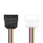 Nedis Intern Strömkabel | Molex Hane | SATA 15-Pin Hona | Guldplaterad | 0.15 m | Rund | PVC | Mångfärgad | Låda