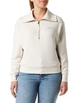 Tommy Hilfiger Women 1985 Sweatshirt with Half-Zip, Beige (Weathered White), M