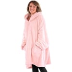 Snug Matta Rosa Oversized huva filt ärmar Mjuk och varm Sherpa Fleece Tyg One Size och Unisex