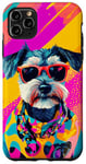 Coque pour iPhone 11 Pro Max Figurine schnauzer miniature tendance et colorée Pop Art