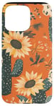 Coque pour iPhone 15 Pro Max Orange Abstrait Géométrique Western Boho Léopard Tournesols