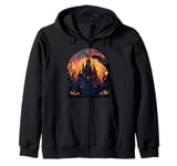 Eerie Night At The Scary Halloween Mansion Zip Hoodie