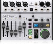 Behringer FLOW 8 8-Input Digital Mixer with Bluetooth Audio and App Control, 60 mm Channel Faders, 2 FX Processors and USB/Audio Interface, Compatible with PC and Mac