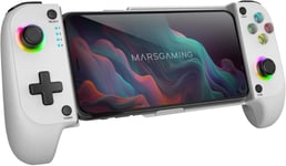 Marsgaming Mgpx,Manette Bluetooth 5.0 2en1,Rgb Neon,Double Vibration Et Fonction Turbo,Support Smartphone Jusqu'à 6.8"",Manette Multifonction Compatible Pc,Android,Ios Et Consoles,Usb-C,Blanc