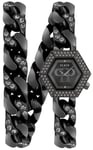 Philipp Plein PWWBA0623 The Hexagon Gourmette Musta/Teräs Ø28 mm