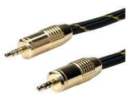 Roline 11.88.4285 Jack Audio Connection Cable [1X Jack 3.5 Mm - 1X Jack 3.5 Mm] 5.00 M Svart/Guld Skärmad