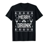 Funny Merry Drunk We're Christmas Matching Couple Ugly Xmas T-Shirt