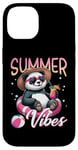 Coque pour iPhone 14 Flotteur de natation panda amusant Summer Vibes Beach Lovers