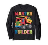 Master Builder Toys For Kids Men Building Blocks Dump Truck Long Sleeve T-Shirt